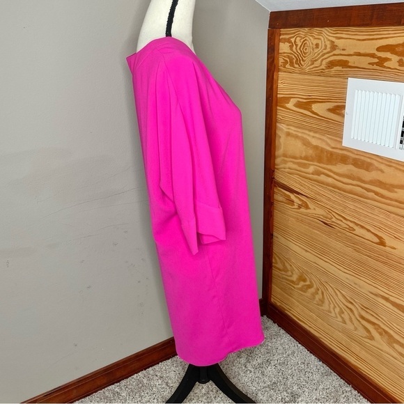 Trina Turk Dellia V-Neck Mini Shift Dress in Snapdragon Hot Pink Small - Picture 4 of 11